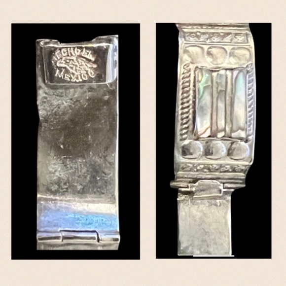 VINTAGE Taxco Sterling Silver Abalone Shell Link Bracelet Mexico 925 - Picture 4 of 4